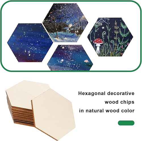 ECSiNG 100pcs Formes Hexagonales en Bois Embellissements Bricolage Artisanat Bois de Tilleul Naturel Non Peint Ornements de Décoration en Bois Non Fini pour Scrapbooking Carte Mariage - Nail Gallerys