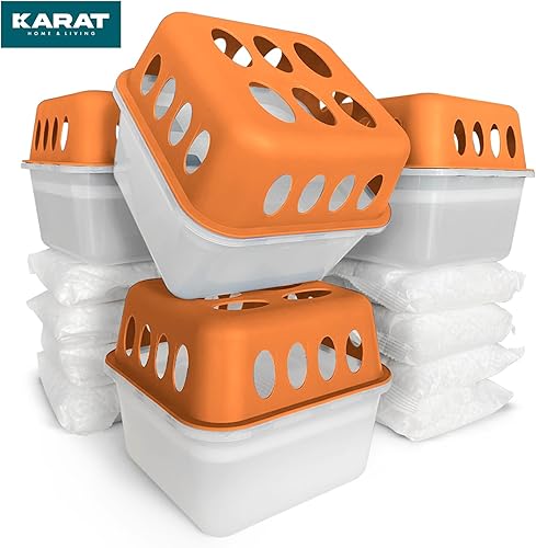 KARAT Lot de 4 déshumidificateurs avec 8 sachets de recharge de 400 g de granulés rechargeables et réutilisables (orange, hava) - Nail Gallerys
