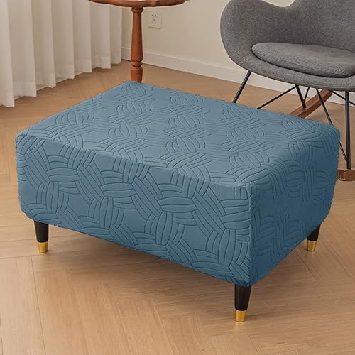 Meigeh Housse de Pouf Rectangulaire Housse Ottoman Housse de Tabouret Housse pour Repose-Pied Extensible Bleu S+ - Nail Gallerys