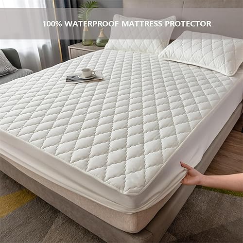 Protège-Matelas imperméable 200 x 200 cm Bleu Clair, Drap-Housse imperméable pour lit Double, Extra Profond, Extensible jusqu'à 30 cm de Profondeur. - Nail Gallerys