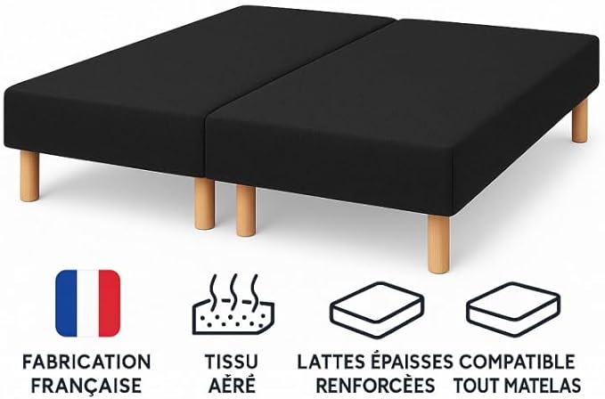 by sommiflex SOMMIER TAPISSIER Noir 70x190x2 (140x190) | Fabrication FRANÇAIS - Nail Gallerys