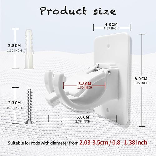 2 pièces Support de tringle à rideau réglable, Sans Percage Support Crochets, Support Tringle Rideaux, Montage auto - adhésif ou à vis. Idéal pour salon, chambre à coucher, salle de bains(Blanc). - Nail Gallerys
