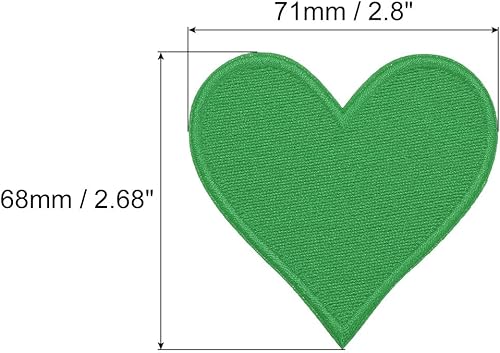 QUARKZMAN Patchs Écusson en Forme de Cœur Verts à Coudre ou à Coller sur Tissu 7,1 x 6,8 cm avec Adhésif Thermocollant pour Réparation de Vêtements, Sac à Dos, Jeans - Lot de 10 - Nail Gallerys