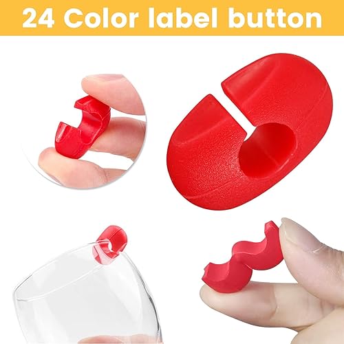 JEYORZY 24 Pcs Marqueurs de Verre, Marqueurs de Verres, Marqueurs de Verre Réutilisables, Marque Verre,Identificateur de Verre à vin en Silicone pour Verre à Champagne, Verre à Cocktail, Verre à Boire - Nail Gallerys