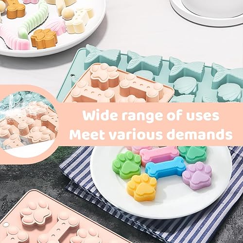 GGUFAY Moule Silicone En Forme De Patte Chien, 2 Pcs Moule En Silicone Pour Os De Chien, Dog Biscuit Baking Moulds Bonbon, Dog Paw, Bone And Fish Tail Silicone Moulds Mini Tablette Chocolat - Nail Gallerys