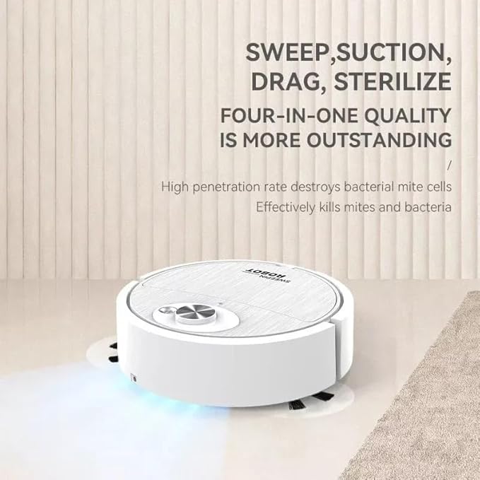 Générique Aspirateur Robot Laveur,Aspirateur Robot 3 en 1,Navigation Intelligente,Ultra-Mince Silencieux,Adapté aux Poils d'animaux,Idéal pour Tapis Sols Durs-Noir (Blanc) - Nail Gallerys