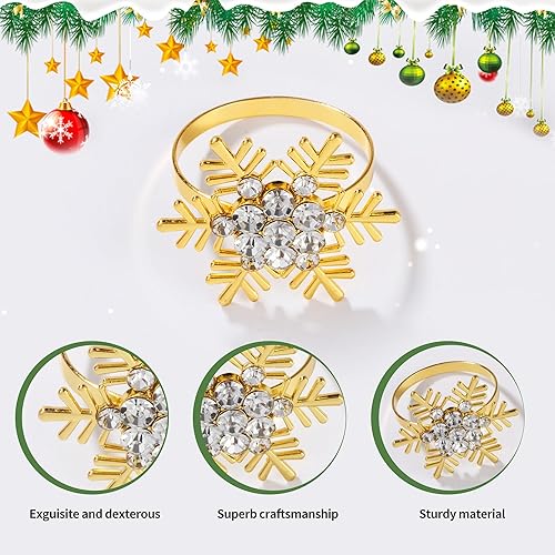 Rond de Serviette pour Noël 6 pièces Rond de Serviette Or Rond de Serviette de Flocons de Neige pour Noël décoration de Table,fêtes,Mariages, dîners de Gala Anneaux de Serviette - Nail Gallerys