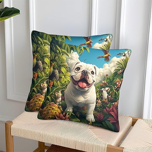 FELASBUID Bichon Frise Housse Coussin Lot De 2 Animaux Canapé Taie d'oreiller Décorative Housses Coussins Salon pour Chambre Famille 45x45cm - Nail Gallerys