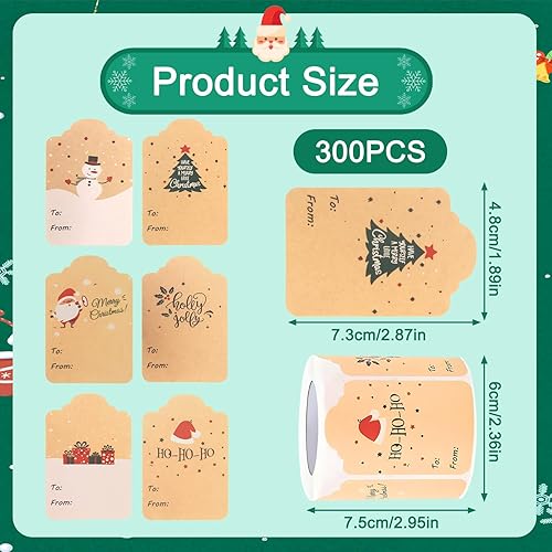Étiquettes Autocollantes Noël Papier 300PCS Personnalisées Autocollant Noel Etiquette Noel 7.5 x 5cm Autocollants Festifs pour Décorer Vos Cadeaux Cartes de Bricolage Parfait - Nail Gallerys