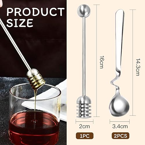 FortuneGlobe cuillère à miel Cuillère à ConfitureAcier Inoxydable 3pcs,Agitateur En Acier Inoxydable Pour Confiture, Yaourt, Miel, Sirop - Nail Gallerys