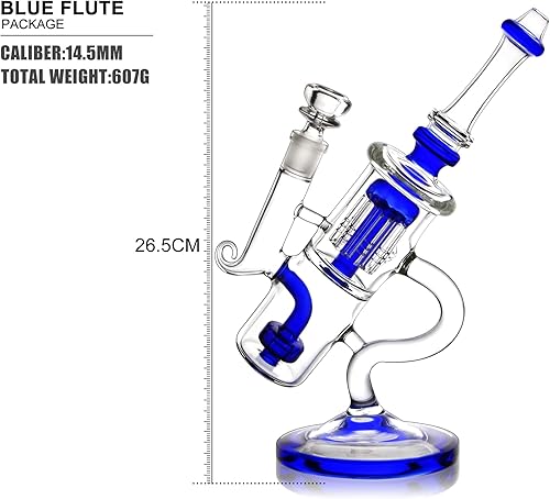 REANICE Percolateur d'eau en verre - 14,5 mm - Hauteur : 26,5 cm - Bleu - Nail Gallerys