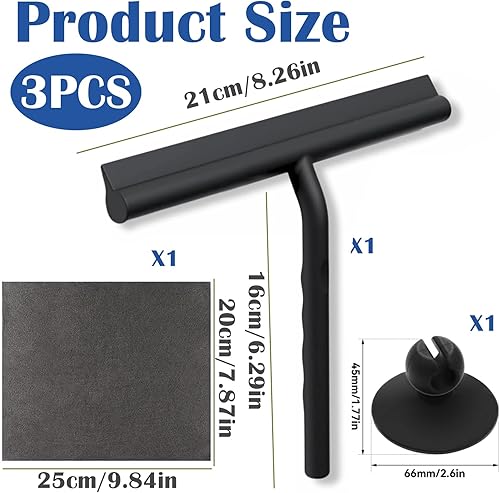 YanBous Raclette de Douche Set, Noir, 22cm, Avec Support Sans Perçage et Chiffon de Nettoyage - Idéal pour Salle de Bain, Miroirs, Carreaux & Fenêtres en Verre, Raclette en Silicone - Nail Gallerys