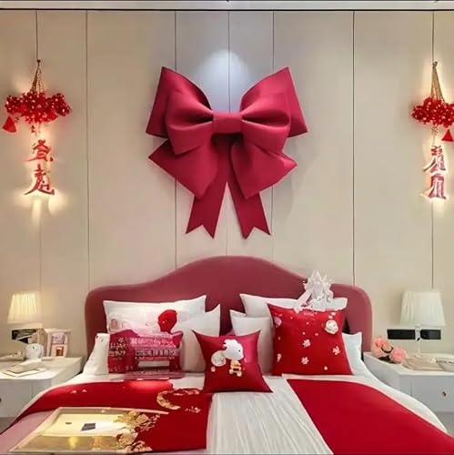 GreatRise Grand nœud géant pour Noël, cadeau, décoration de voiture, sapin de Noël, cheminée, maison, porte, mariage, fête, rouge, 30 cm - Nail Gallerys