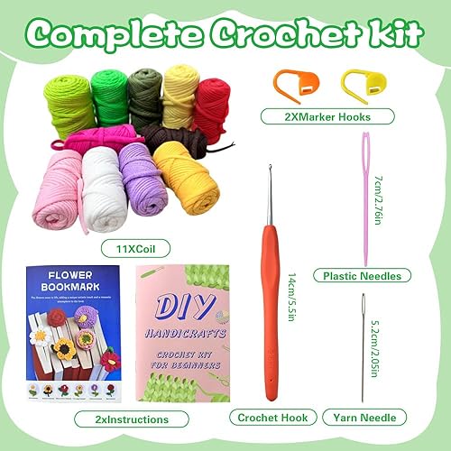 FDEETY WaldyWop Kit de crochet pour débutants, adultes et enfants, avec fil à crochet facile, crochets, motifs de marque-pages et tutoriels vidéo, cadeaux de bricolage pour femmes et filles - Nail Gallerys
