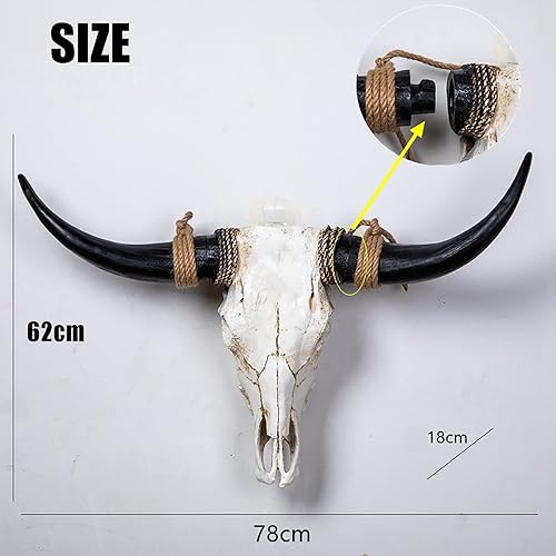 YUDIZWS Animaux Têtes Mur Décor Artisanat Œuvre d'art Bison artificiel Crâne Artificiel Longhorn Vache Crâne Mur Sculpture Maison Vintage Vieilli Résine,A - Nail Gallerys