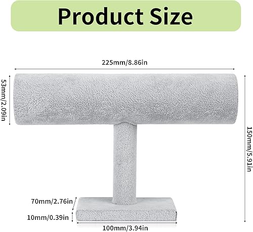 Porte-bijoux pour Bracelets et Montres, Porte Bracelet Presentoir Bracelet, Support Bracelets en Velours en forme de T, pour Montres Colliers Présentoir à Bijoux(Gris, 23,5 x 14 cm) - Nail Gallerys