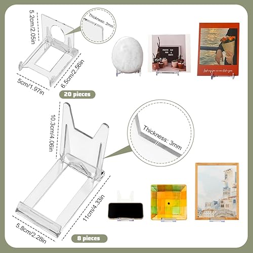 GZCZCC 20 Pcs Support de Présentation Réglable Transparent 8 Pcs Support de Présentation Photo Chevalet Plastique Transparent Plastique Mini Support Chevalet Transparent pour Photo Carte - Nail Gallerys