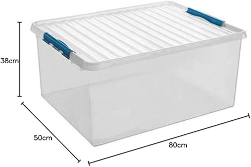Sunware Q-Line Boîte de rangement Transparent Bleu 120 l 80 x 50 x 38 cm - Nail Gallerys