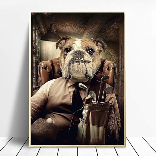 LELME Animaux Doux Jouant au Billard peintures sur Toile sur Le Mur Art Affiches et Impressions Lion dans Un Costume Mur décor à la Maison 40X60cmx3pcs sans Cadre - Nail Gallerys