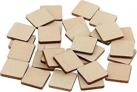 Lot de 10 carrés en bois vierge brut pour loisirs créatifs, peinture et pyrogravure (20 mm) - Nail Gallerys