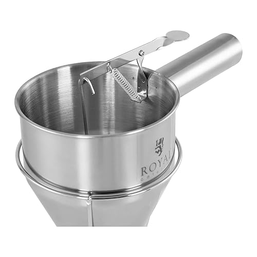 Royal Catering RCSD-12 Entonnoir ? Piston En Inox Chinois Professionnel De Cuisine (1,2 l, 150 x 220 x 290 mm, Acier inoxydable) - Nail Gallerys