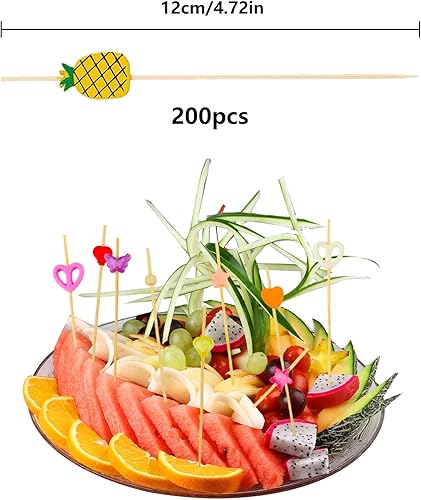 RobLuX 200 Pièces Pique Aperitif Bâtons Cocktail Aperitif Pic Coeur Colorés Bâtons Cocktail Bois Brochettes Cocktail Bois pour Pique Aperitif pour Pique Aperitif Fruits Canapés Déco Cocktail - Nail Gallerys