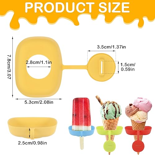 TranRantic 4 Pièces Porte Glace Anti Goutte pour Enfant, Porte Glace Silicone avec boîte de rangement, Popsicle Holder Réutilisable, Support De Crème Glacée Anti Écoulement(4 couleurs) - Nail Gallerys