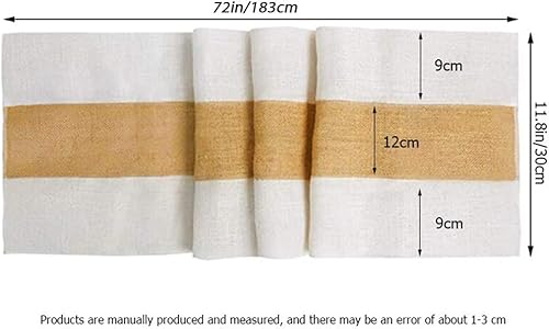 Eushine Chemin de Table en Jute, Deux Couleurs Épissage, Utilisé pour la Décoration Intérieure dans Un Style Rétro Naturel, Réunions de Famille, Mariages, Décorations D'hôtel, 183 * 30cm - Nail Gallerys