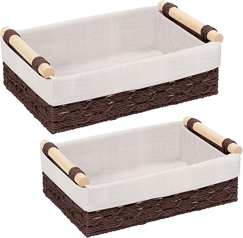 Ruaizel Paniers de rangement tissés en osier avec doublures amovibles, panier en jonc de mer pour la maison, le salon, la salle de bain ou la cuisine (beige) - Nail Gallerys