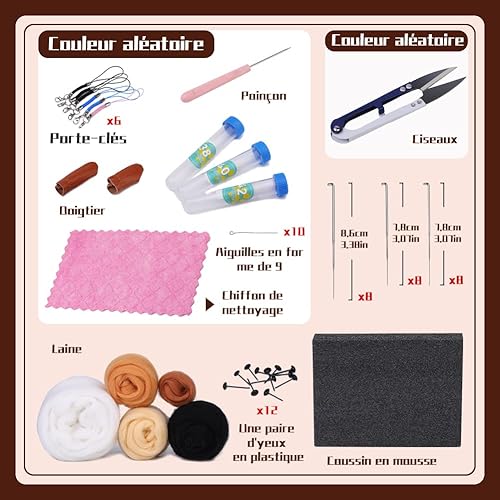 Ruasol Kit de feutrage à l'aiguille, ensemble de mèches de laine avec instructions détaillées, tapis de feutrage et outils de feutrage à l'aiguille pour projets d'artisanat de festival et bricolage - Nail Gallerys