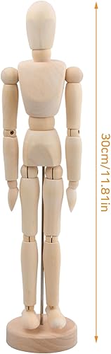 Dibotell Mannequin Articulé en Bois, Mannequin d'artiste à Dessiner, Homme en Bois, Mannequin Flexible, Poupée à Dessin en Bois, Poupée en Bois (30 cm) - Nail Gallerys