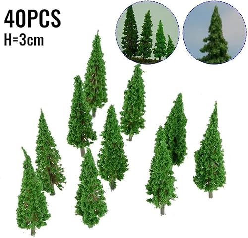 Lot de 40 arbres miniatures pour construction de train, chemin de fer, paysage paysager pour table de sable pour décoration de bonsaï, 3 cm - Nail Gallerys