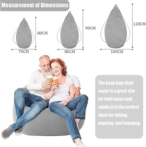 Highdi Housse de Sac de Haricots (sans Remplissage), Rangement de Jouets Stockage, Pouf Pliable Portable pour Fauteuil Déco Grande Fauteuil de Salon - Nail Gallerys