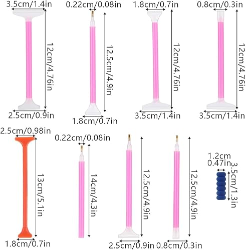 EYVRPAU 9 Pièces Stylo Diamond Painting Outils de Peinture Diamant DIY Stylet avec Embouts Accessoires pour Art Nail Cristaux Strass 5D - Nail Gallerys