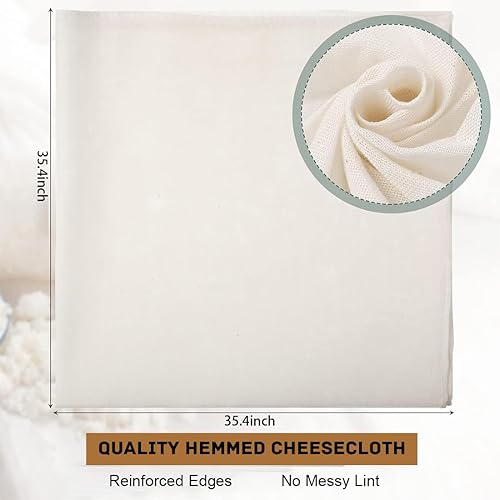 Lot de 3 torchons réutilisables 90 x 90 cm - En pur coton - Pour fromage fait maison, jus, soupe - Nail Gallerys