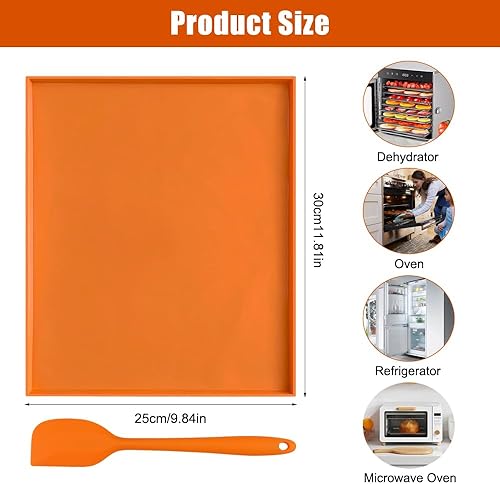 2 Pièces Plaque Genoise, 25 X 30 cm Tapis à Gâteau Roulé Suisse avec Spatule, Antiadhésives Plaque Silicone Feuilles de Déshydrateur en Silicone avec Bord pour Cuirs de Fruits, Rouleaux de Gâteaux - Nail Gallerys