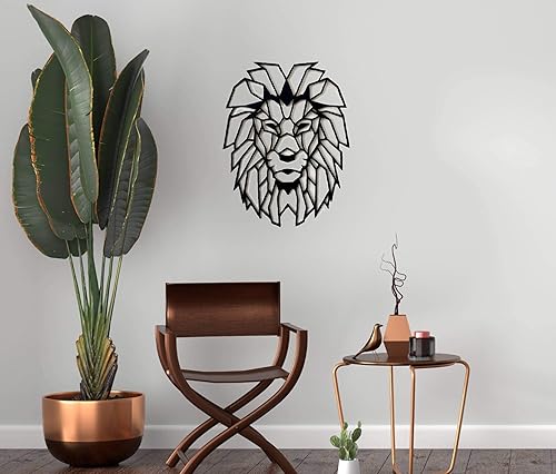 Lion 50 cm Décoration murale Décoration murale Lion Wooden Wall Decoration Lion Wall Art Ornements géométriques Décoration murale minimaliste - Nail Gallerys