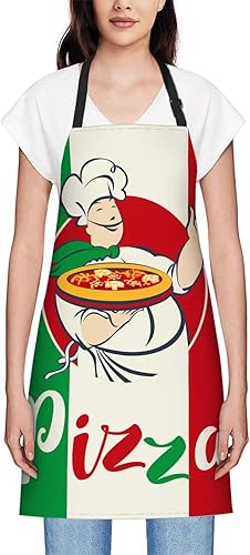 Smooffly Tabliers pour la cuisine maison A07, Drapeau Italien avec Pizza Chef, 27x31 Inch - Nail Gallerys