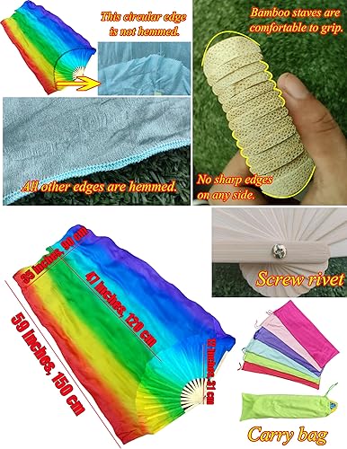 Winged Sirenny 1 Pièce Eventail de Danse Orientale (Baladi) en Soie Véritable 150cm avec Rivet à vis - Nail Gallerys