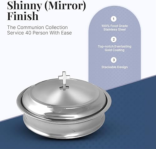 Mayur Exports Communion Ware Holy Wine Serving Tray with A Cover - Stainless Steel (Mirror) - Nail Gallerys