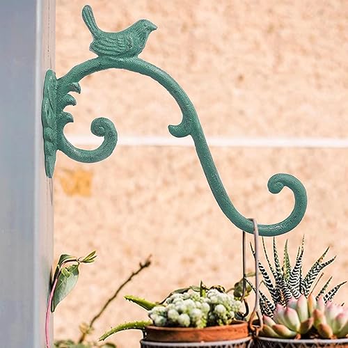 Orrdiffi Crochet Mural Suspendu à Plante en Fonte,Mural Suspendu Décor Extérieur Crochet pour Panier de Fleurs,Pots,Mangeoires à Oiseaux, Lanternes,Vert Antique - Nail Gallerys