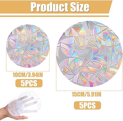 Lot de 10 Suncatcher Sticker, Autocollants Anti Collision Arc-en-Ciel Fenêtre, Effet Prismatique, Décoration Colorée pour Fenêtres, Portes en Verre - Respectueux de l'Environnement - Nail Gallerys