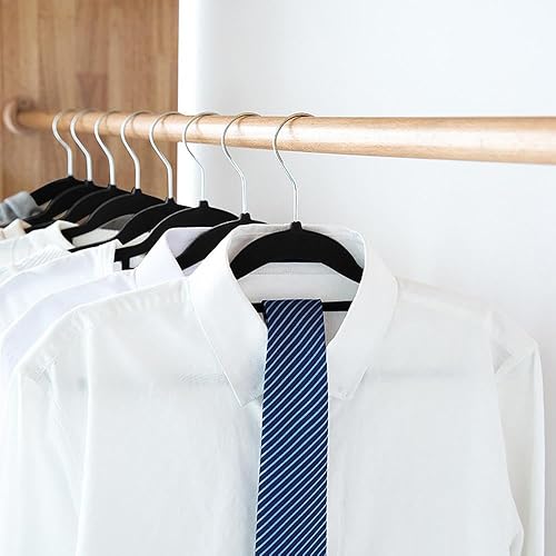 Yaheetech Lot de 100 Cintres en Velours Antidérapants, Longeur 45cm, avec Barre de Cravate，Cintres Peu Encombrants pour Costumes/Chemises/Robe/Pantalon，Noir - Nail Gallerys