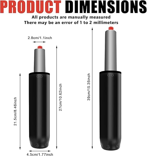 Leikurvo Ressort à Gaz pour Chaise de Bureau - Longueur Totale 270 mm à 390 mm - Vérin à Gaz de Rechange Universel - Nail Gallerys
