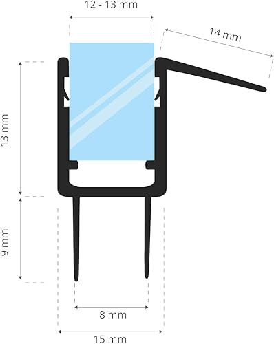 STEIGNER Joint de douche pour paroi en verre, 70cm, vitre 10/11 mm, joint d'étanchéité PVC droit pour les cabines de douche réctangulaires, UK20-10 - Nail Gallerys