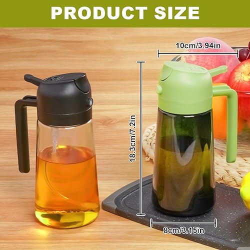 AMFUN 470ml Spray Huile Cuisine, 2 en 1 Huile Distributeur Verseur, with brosse en silicone/métallique, pour Salades, la friteuse à air, le barbecue, la cuisine (Noir) - Nail Gallerys