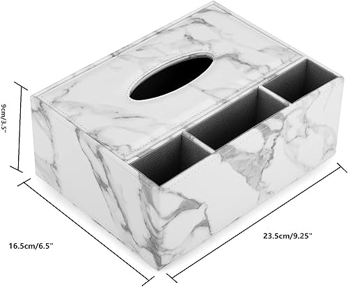 Boîte à mouchoirs rectangulaire en similicuir 1 pièce Boîte à mouchoirs, support multifonctionnel pour mouchoirs pour la maison, boîte de rangement de bureau, blanc marbre.. - Nail Gallerys