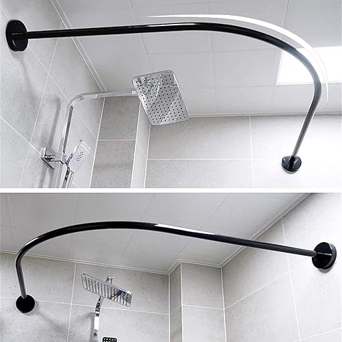 Salle De Bain Pôles De, Barre Rideau Douche Extensible sans Perçage,Tringle Rideau Douche Angle Baignoire Acier Inoxydable 100% Antirouille,Noir,60~80×60~80 cm - Nail Gallerys