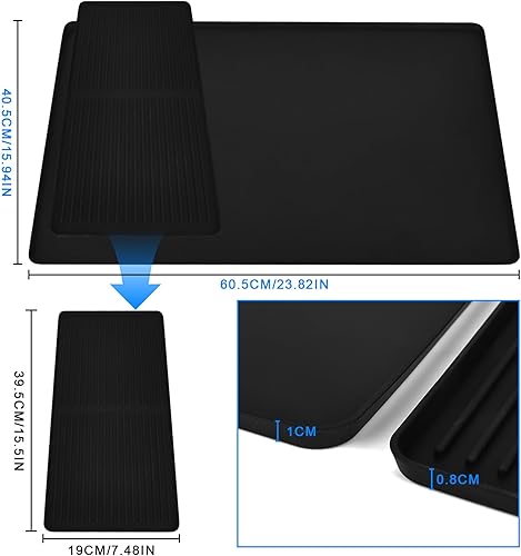 Rzspher Tapis d'égouttement en silicone pour machine à café, 40 x 60 cm, avec tapis d'égouttement pour machine à café, tasse et plats - Nail Gallerys