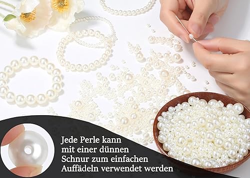 QINJIEJIE Lot de 500 perles blanches de 8 mm à enfiler - Perles rondes en vrac pour la fabrication de bijoux, bracelets, colliers, décoration et remplissage de vase - Nail Gallerys